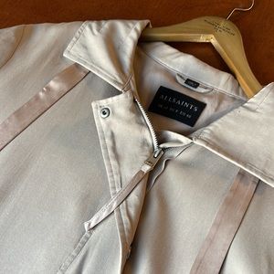 AllSaints Light Trench. Pink/mauve/blush tone color.